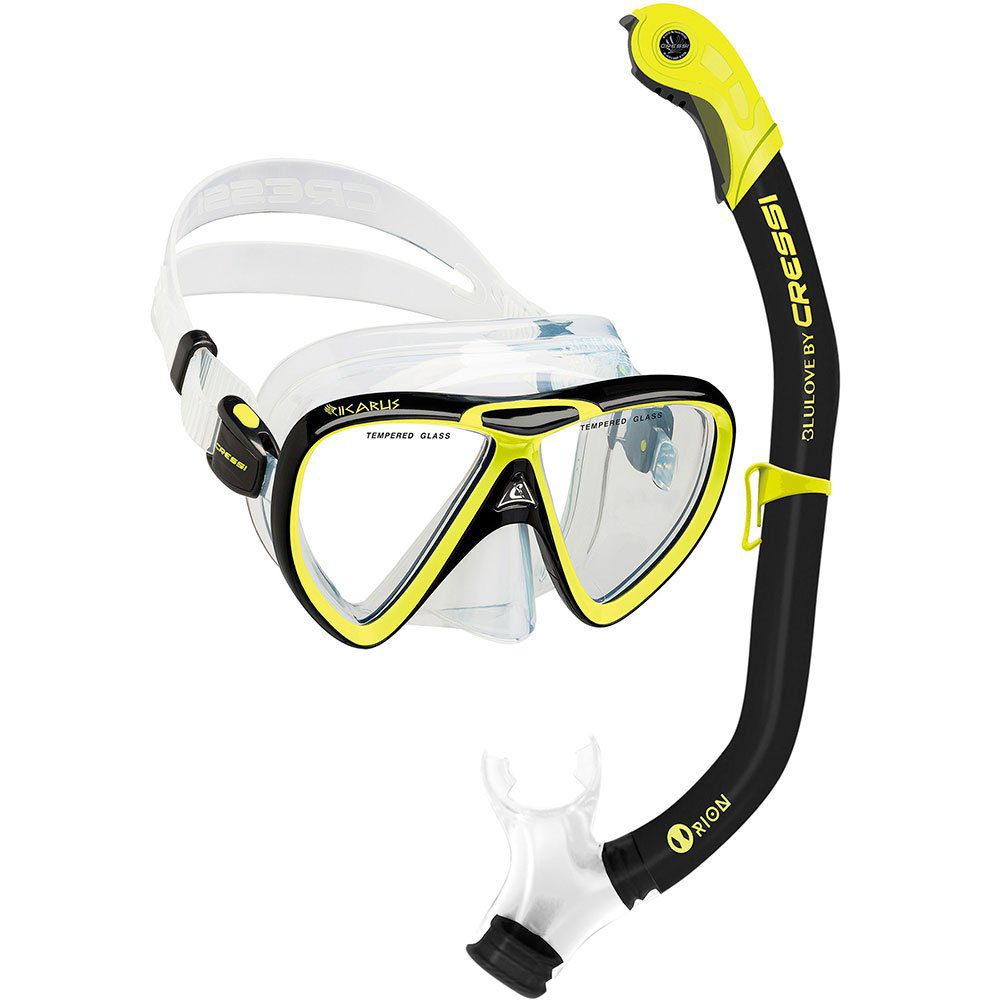 Kit de Mergulho Cressi Ikarus – Máscara + Snorkel (Cor: Amarelo)