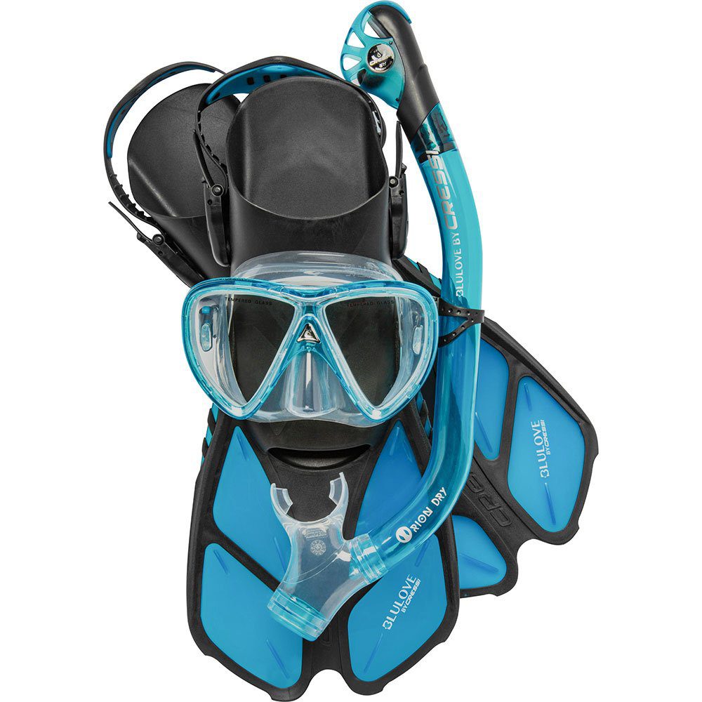 Kit de mergulho Cressi Pro Máscara + Snorkel + nadadeira + Bolsa (Cor Azul / Tam M36