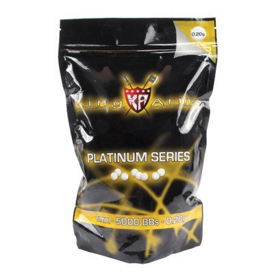 Esfera Plástica para Airsoft 0,20g 6mm Platinum branca 5000un King Arms