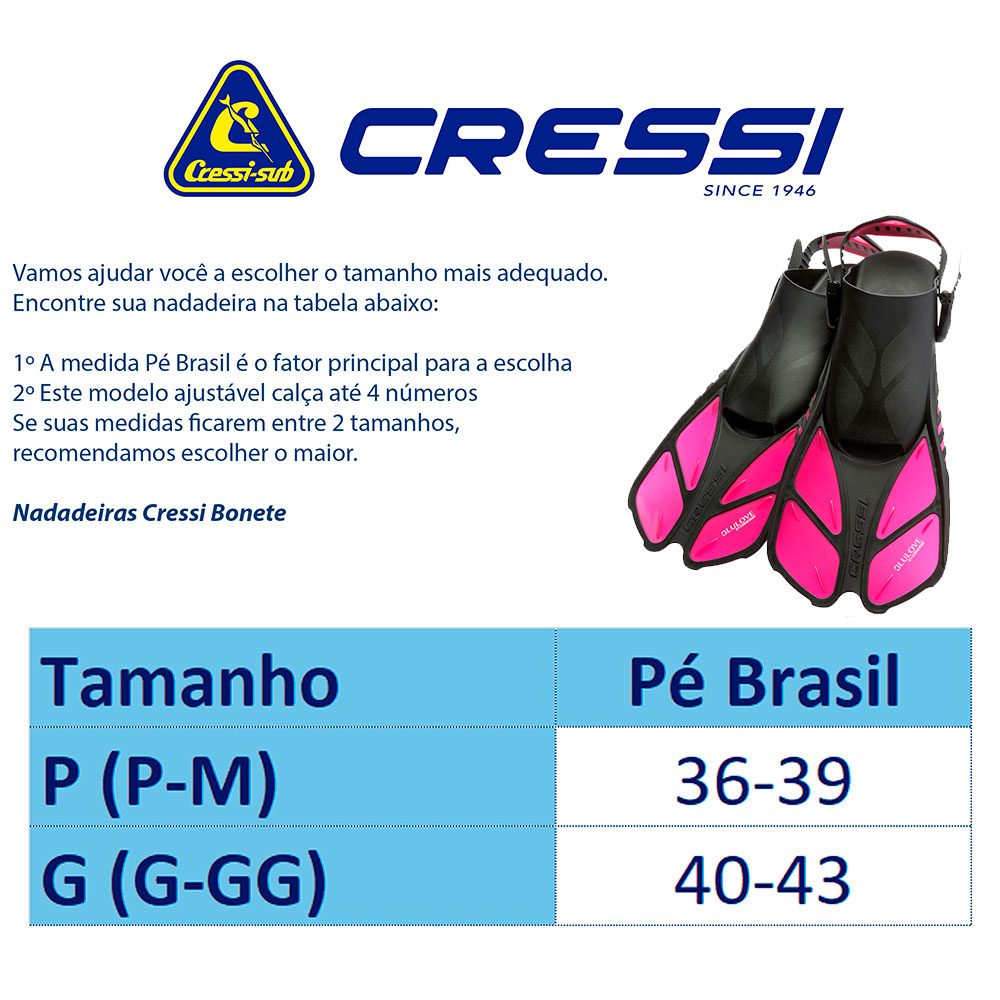 Nadadeira de Mergulho Cressi Bonete Masc. Rosa Tam. ML/XL - Imagem 2