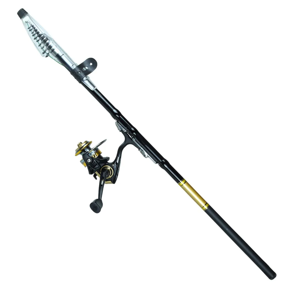 Combo Vara e Molinete Leaf Ultra Light Estrutura Telescópica 2,4m Pesca em Rios e Lagos Preto Pesca Brasil - Imagem 3